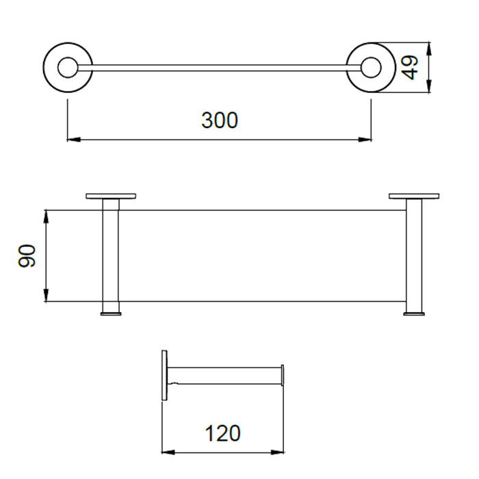 Almar Полка 30x12см, цвет: черный/латунь брашированная PVD