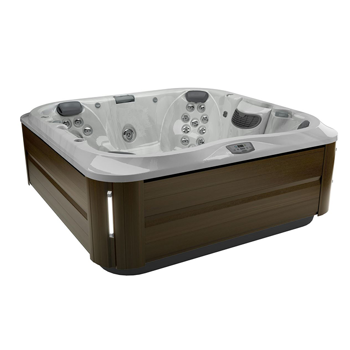 Jacuzzi J375 Минибассейн 231x231x95см, отдельностоящий, Bluewave Stereo System, панель Modern hardwood, цвет акрила: Platinum