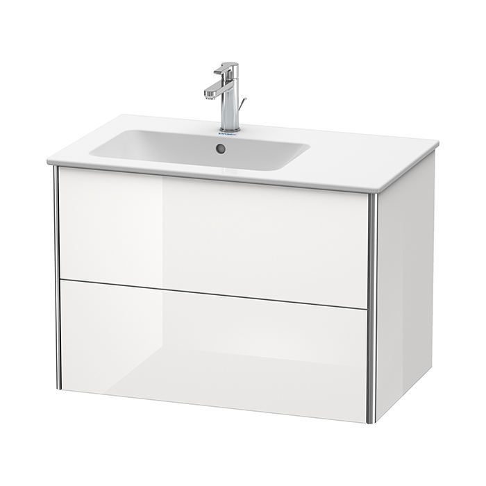 Duravit XSquare Тумба с раковиной, 81х47.8х56см., подвесная, с 1 отв., с 2 выдвижными ящика, цвет: белый глянец  