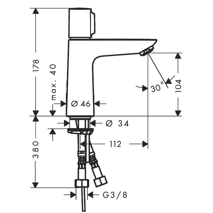 Hansgrohe Talis Select E Смеситель для раковины 240, однорычажный, с донным клапаном, цвет: хром