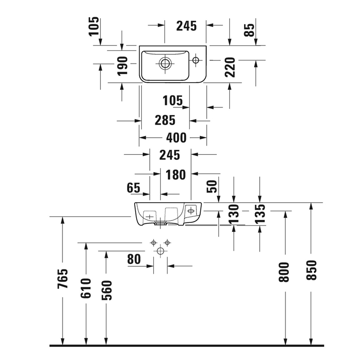 Duravit ME by Starck Раковина 40х22 см, 1 отв., цвет: белый