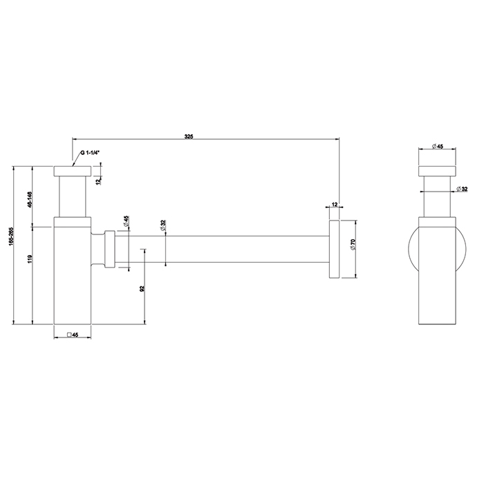 Gessi Eleganza Сифон для раковины, квадратный, под донный клапан, цвет: Black XL