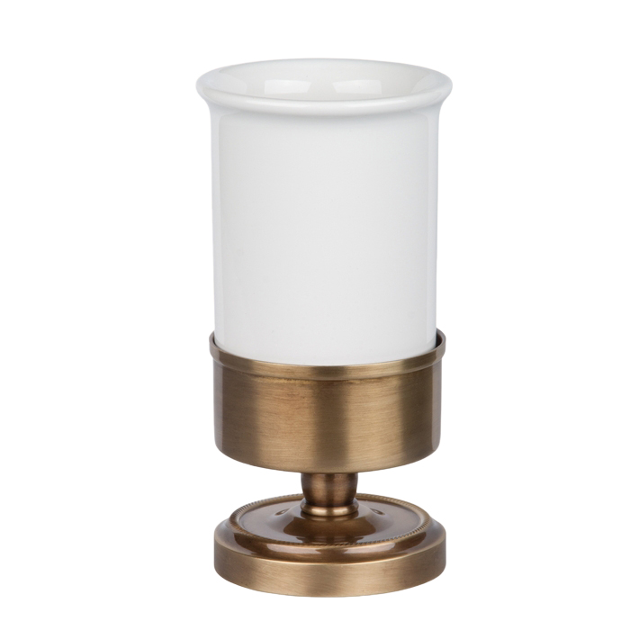 TW Bristol 190 Стакан настольный, керамический (белый), цвет: бронза