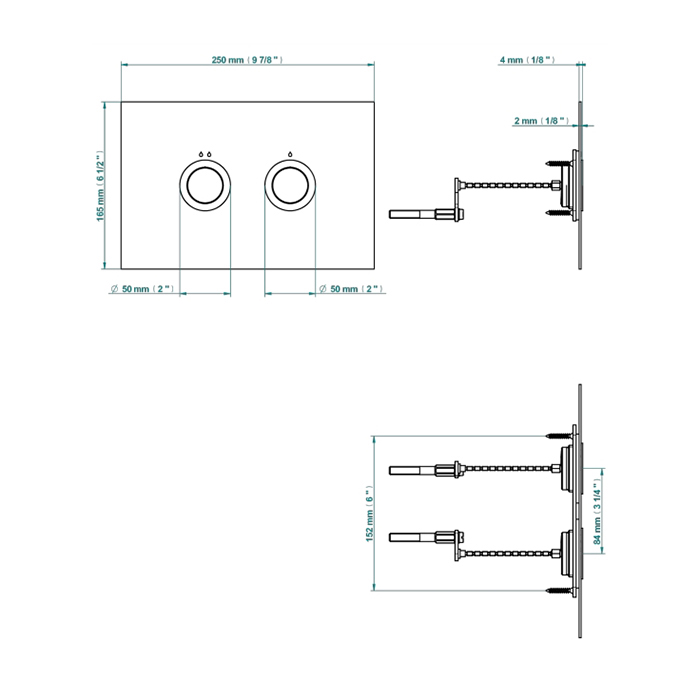 THG Клавиша смыва для унитаза, двойная, для инсталляций TECE, цвет: Matt Nickel