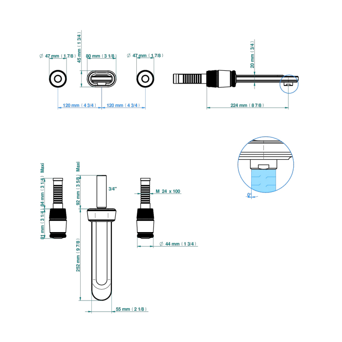 THG CORVAIR FIOR DI BOSCO Смеситель для раковины настенный, c 2 вентилями, внешняя часть, цвет: Blush PVD