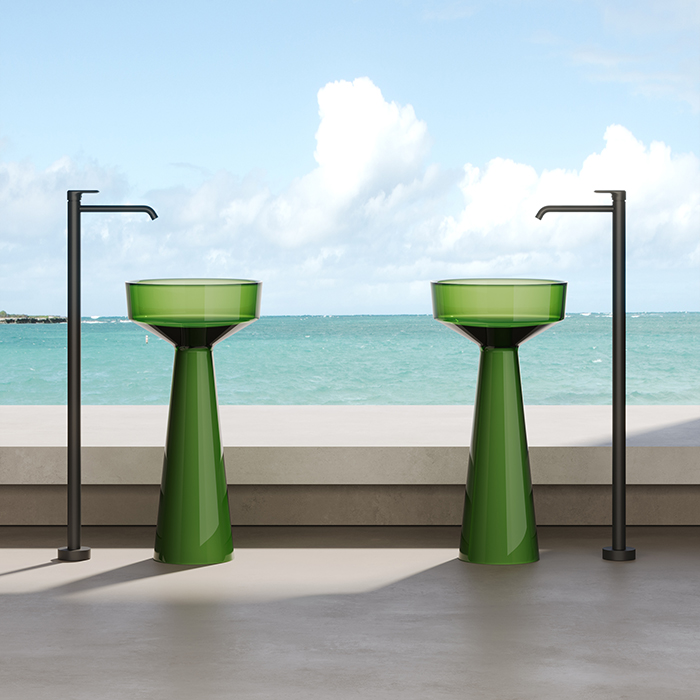 Dea Design Pedestal Basin Раковина 42.5х42.5х85см., напольная, без отв., Glasstech, прозрачная смола, цвет: Emerald R3