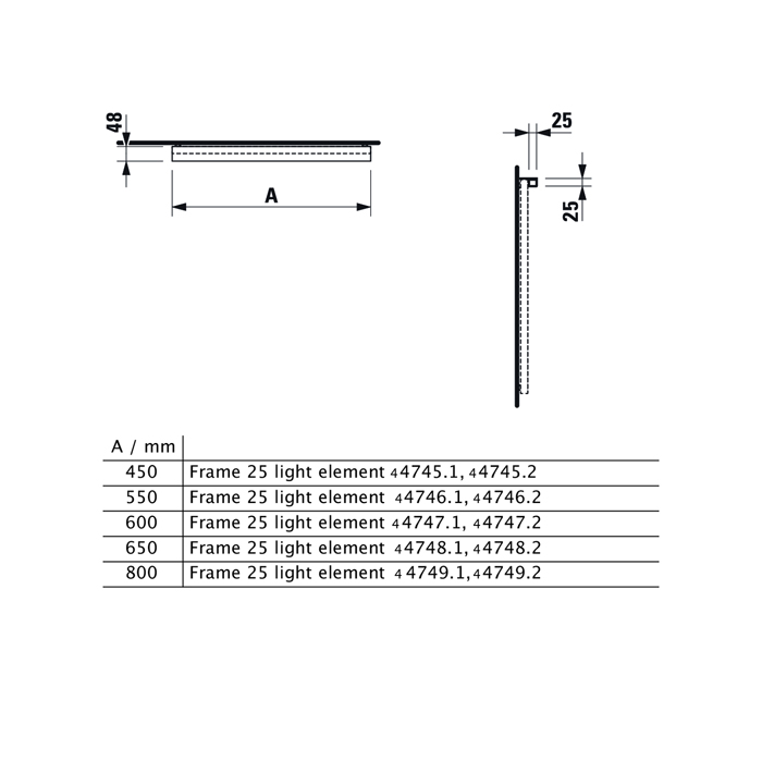 Laufen Frame 25  Горизонтальная подсветка LED 650 мм, хром: матовый