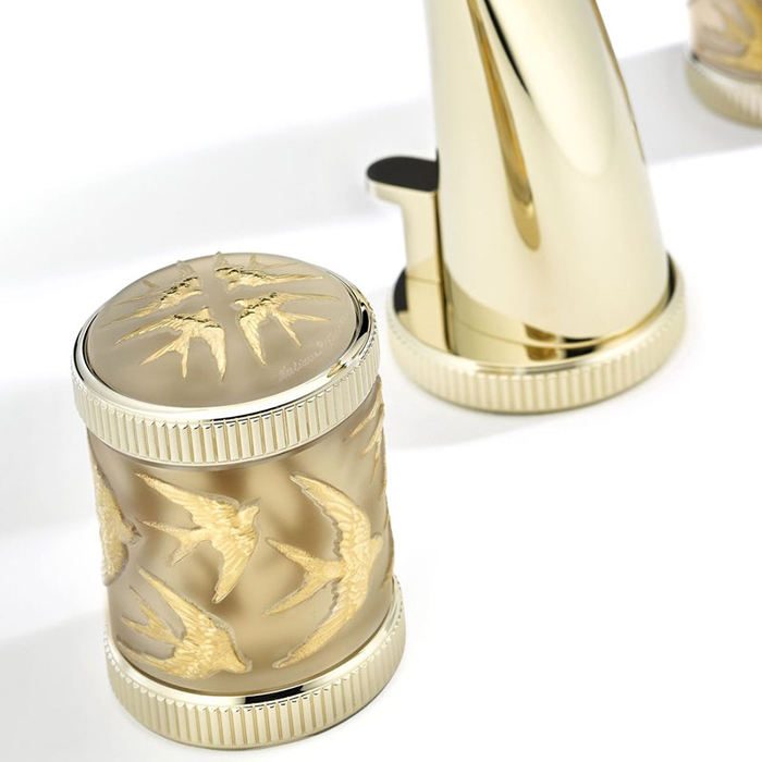 THG Hirondelles Gold Stamped Смеситель для раковины, 3 отв., цвет: Soft gold