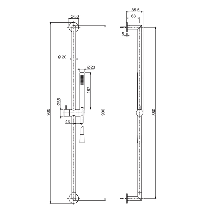 Fima Carlo Frattini Spillo Steel Душевая штанга, цвет: INOX