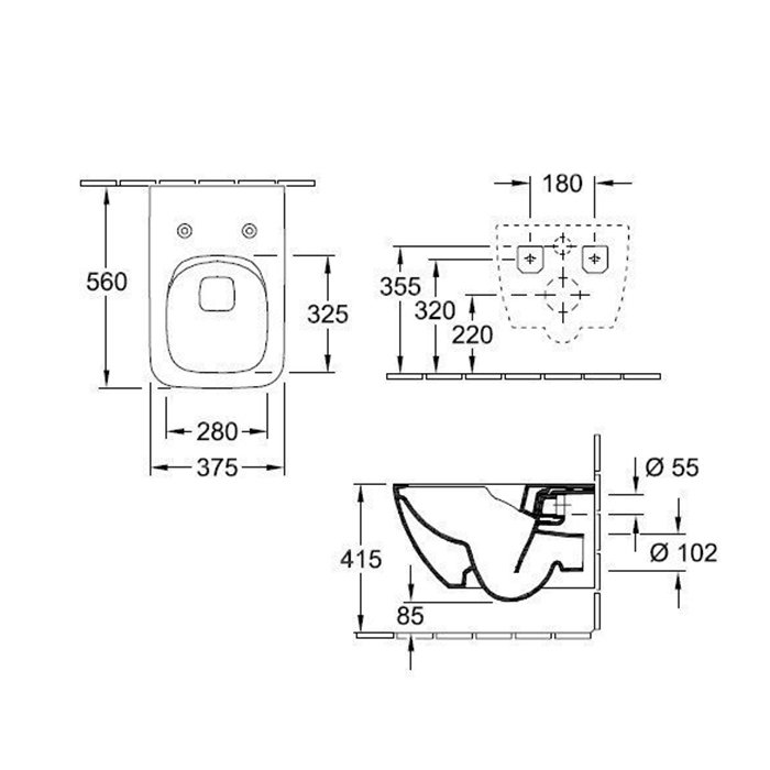 Villeroy&Boch Venticello Унитаз подвесной 37.5х56х33см., безободковый, в комплекте сиденье SlimSeat Line c микролифтом, CeramicPlus, цвет: альпийский белый