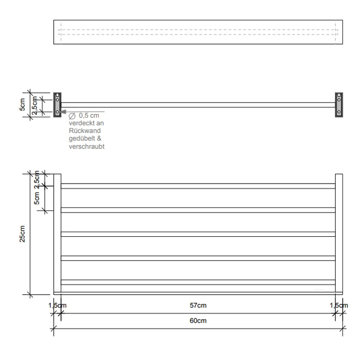 Decor Walther Brick HTA Полотенцедержатель 60см, подвесной, цвет: хром