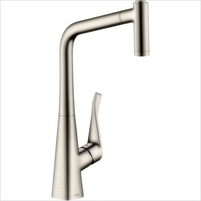 Hansgrohe Talis Select M51 Смеситель для кухни, на 1 отв, поворотный излив: 20.8см с вытяжным душем, 1jet, h:22.3см, sBox, кнопка вкл/выкл, цвет: нержавейка