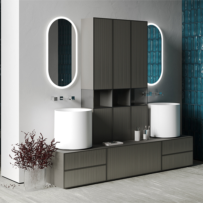 Salini Armonia Зеркало для ванны 45х178.5х2.5см., фоновая и фронтальная подсветка 3в1, сенсорный выключатель, крепления, без подогрева