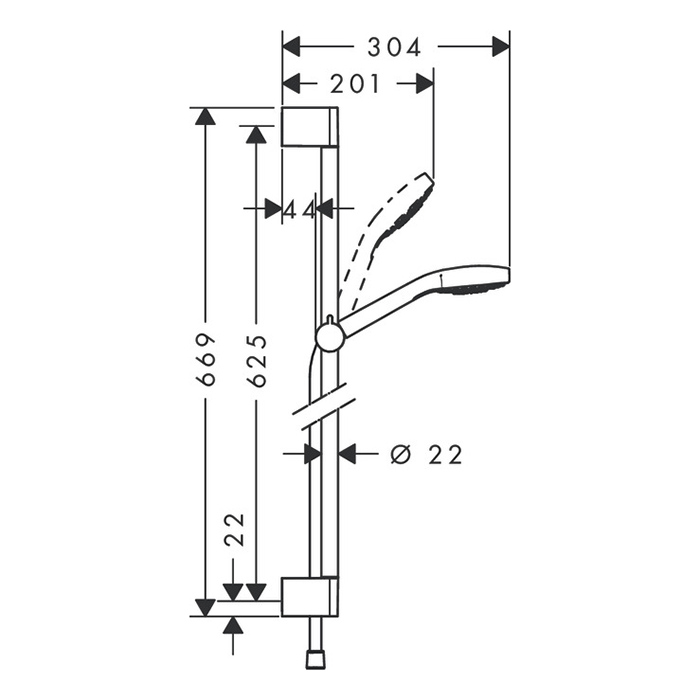 Hansgrohe Croma Select S Multi Unica Душевой гарнитур, цвет: хром