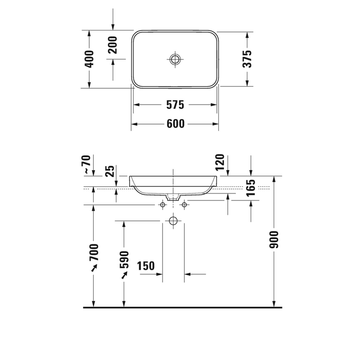 Duravit Happy D.2 Plus Раковина 60х40 см, без отв., цвет: белый