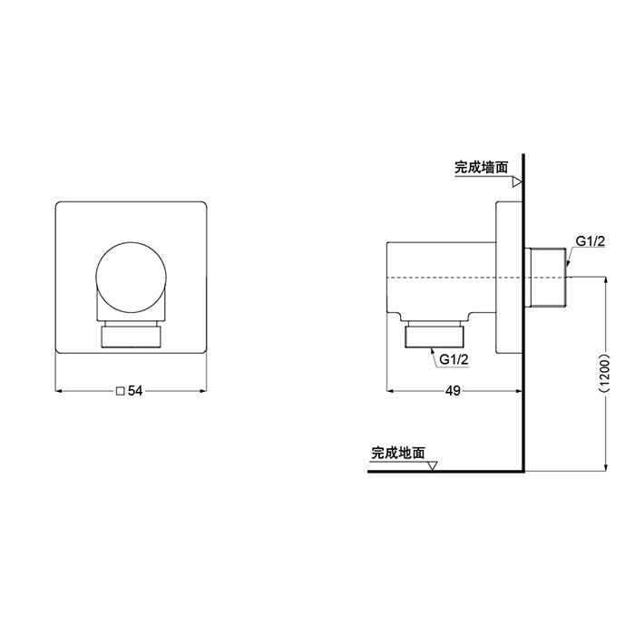 TOTO Showers Подключение для шланга, 54x49x54мм, цвет: хром