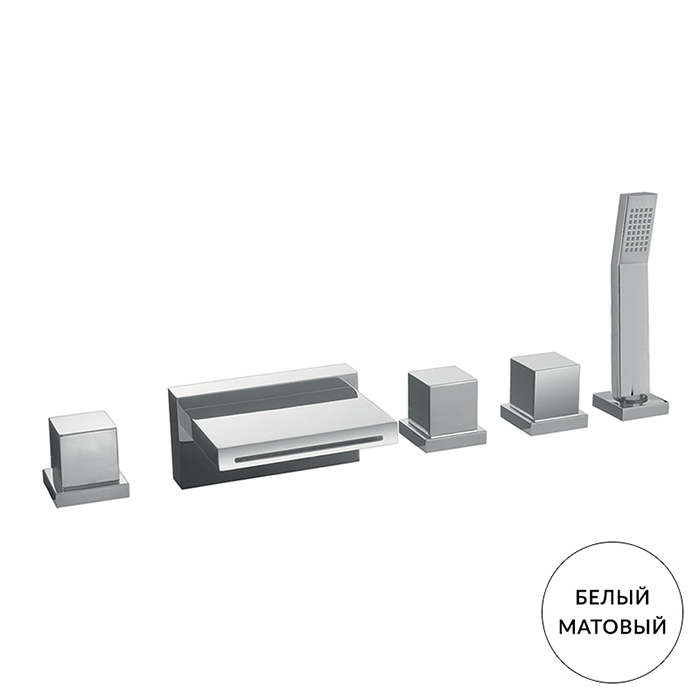 Cisal Roadster Accent Смеситель для ванны, на 5  отв., с ручным душем, цвет: белый матовый