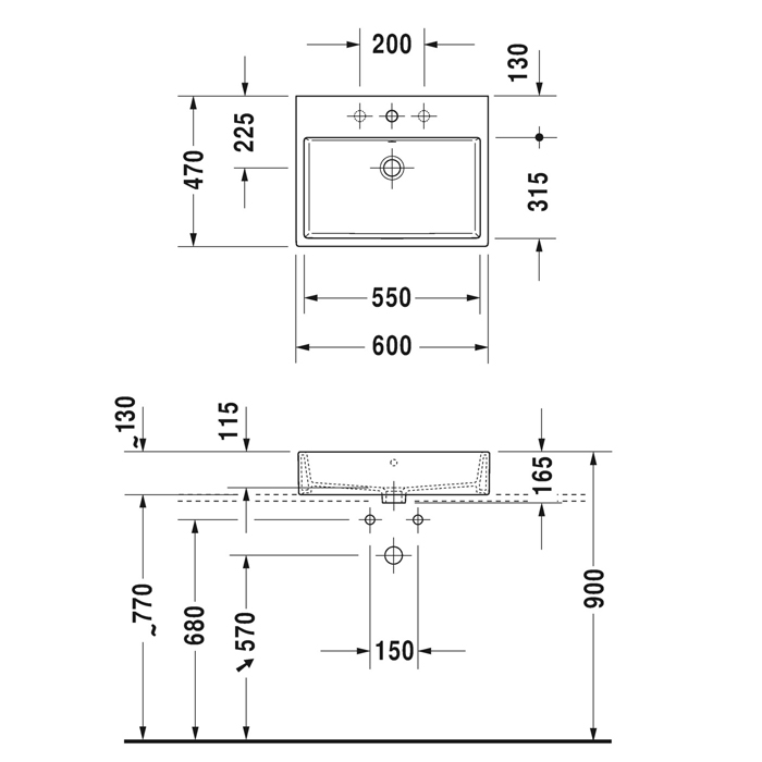 Duravit Vero Air Раковина 60х47см., подвесная, с 3 отв. цвет: белый