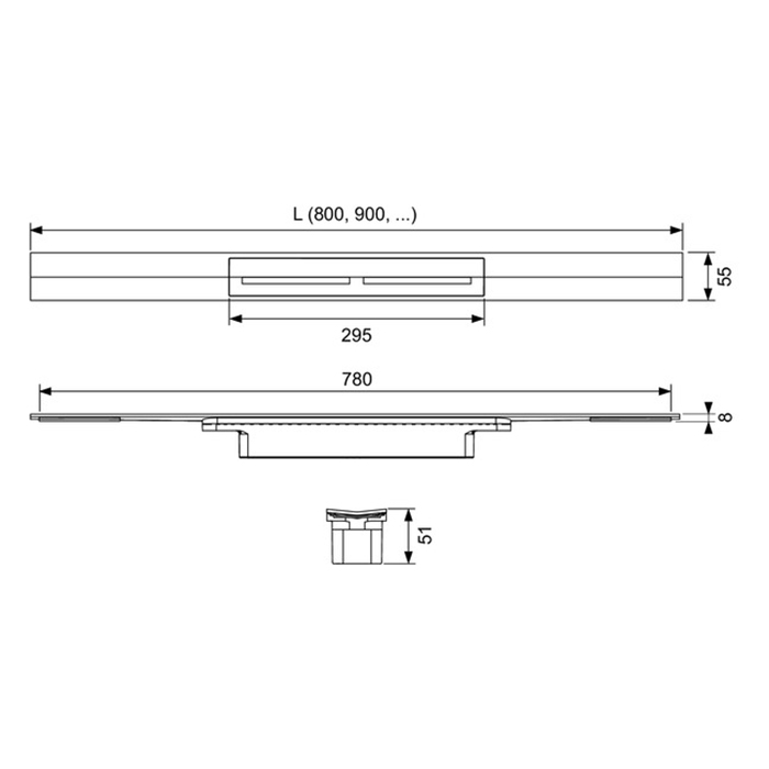 TECE Профиль для душа TECEdrainprofile, 1200 мм, PVD Brushed Black Chrome