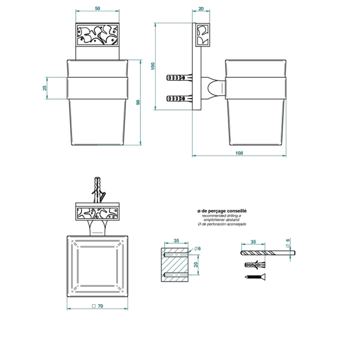 THG Ginkgo Стакан, подвесной, цвет: золото/хрусталь