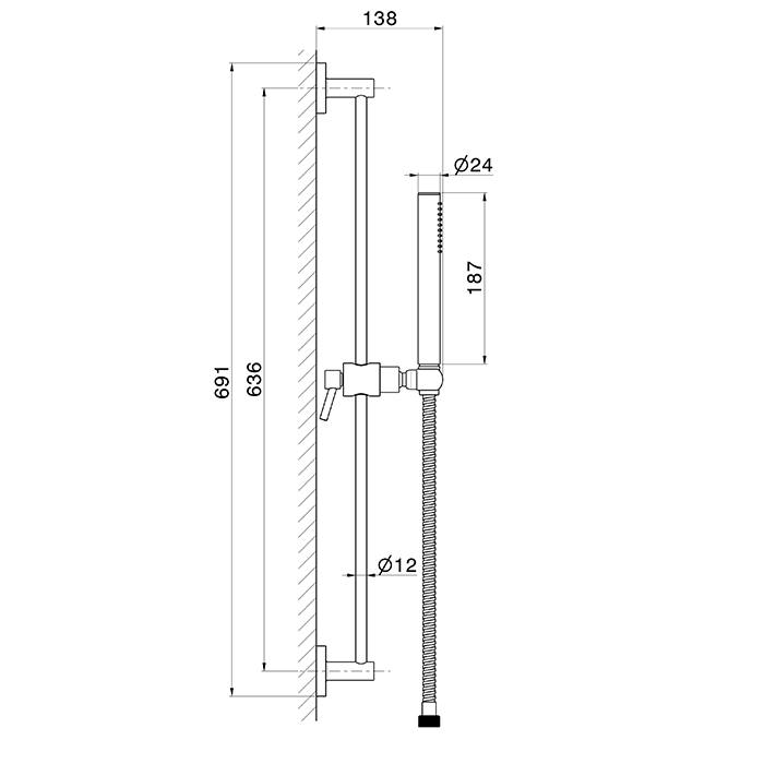 Newform Shower set Душевой гарнитур: штанга, ручной душ из латуни, шланг 150 см, цвет: flexible черный матовый