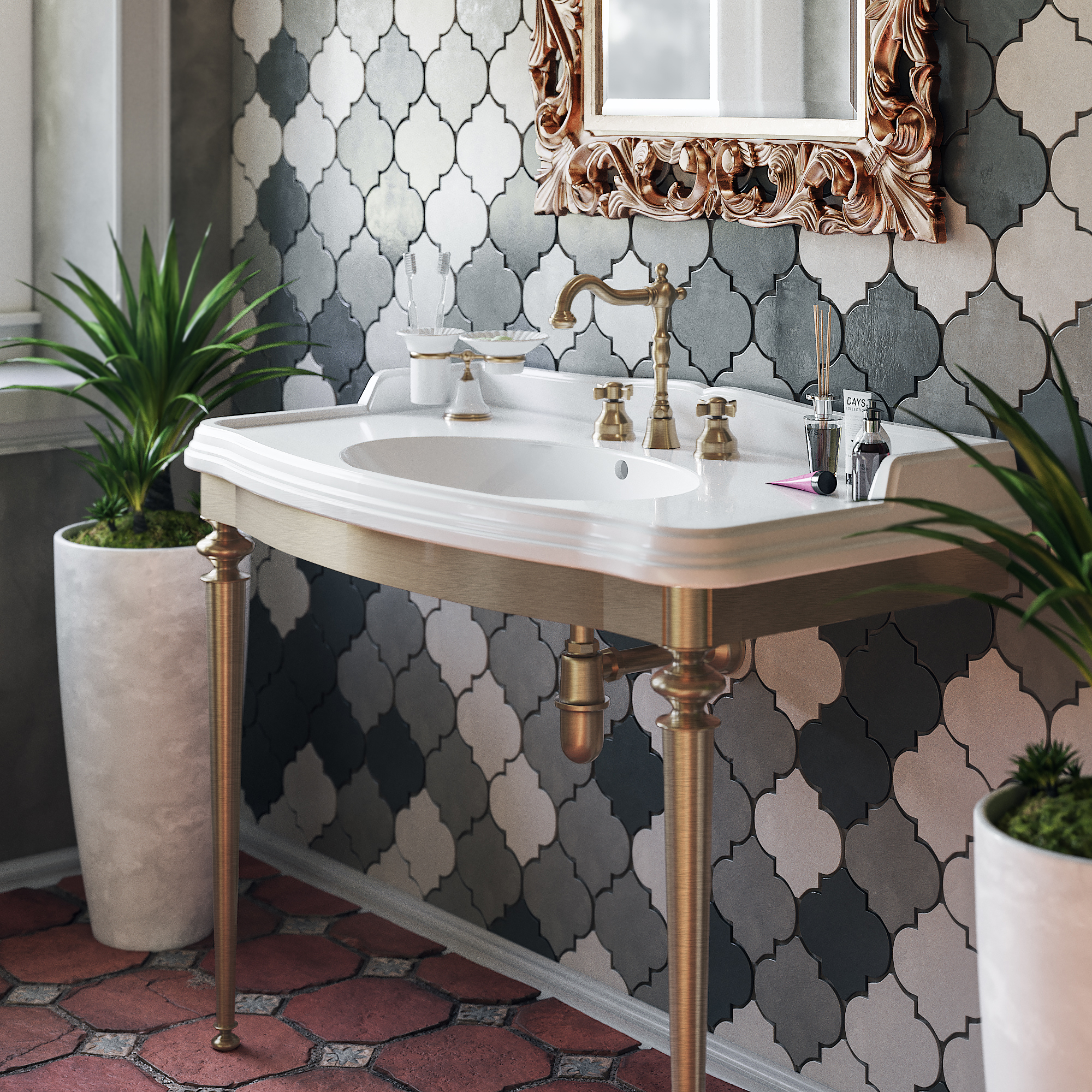 TW Bristol 874.2, Консоль напольная 105х56см., с раковиной на 1 отв., цвет:бронза