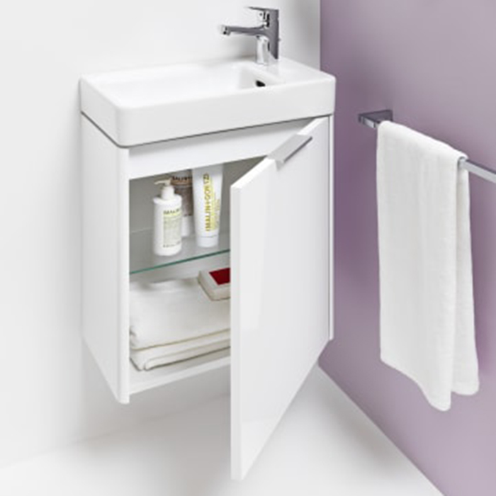 Laufen Base Тумба с раковиной, 47x26.5x53см., с 1 дверью, петли слева, органайзер для ящика, цвет: белый матовый