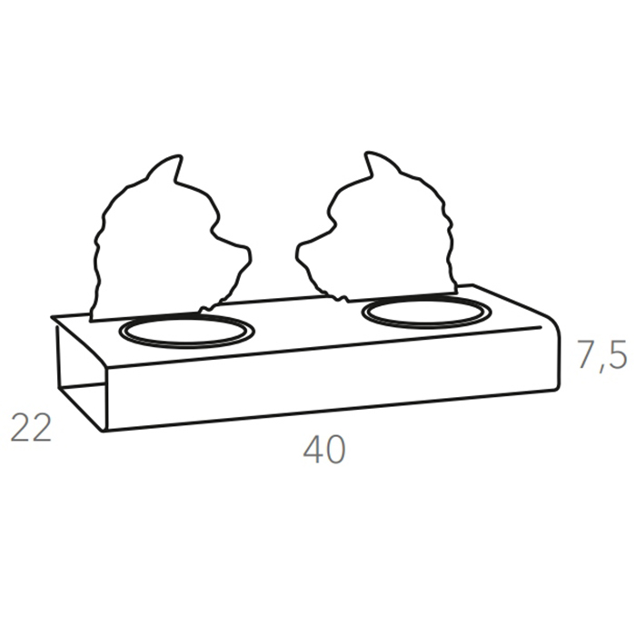 ADJ Подставка с мисками Dog, хром, 40x22xH7.5 см., цвет: бордо/коньяк