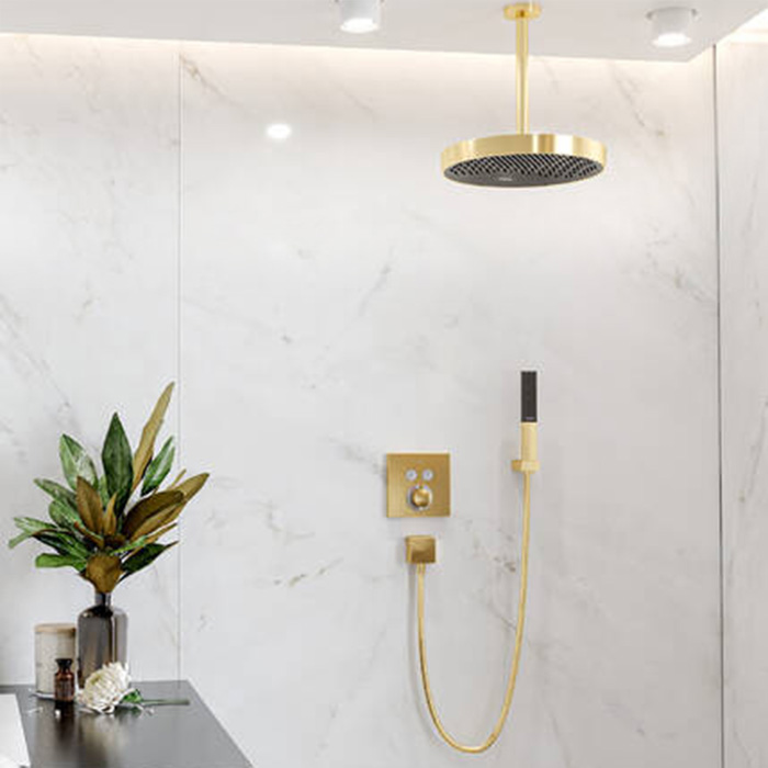 Hansgrohe ShowerSelect Смеситель для душа, термостатический, на 2 источника, внешняя часть, цвет: золото