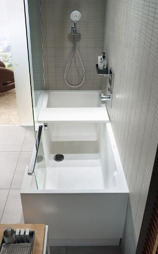 DURAVIT Shower + Bath Bathtub Ванна 170х75хh210.5см, прямоугольная с входной дверью и душевой шторкой ЗЕРКАЛЬНОЙ, SX - левосторонняя, цвет: белый