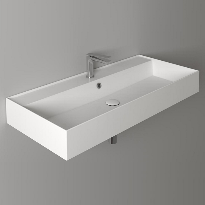 Simas Agile Раковина 101х46 см, 1 отв., подвесная, с переливом, цвет: белый