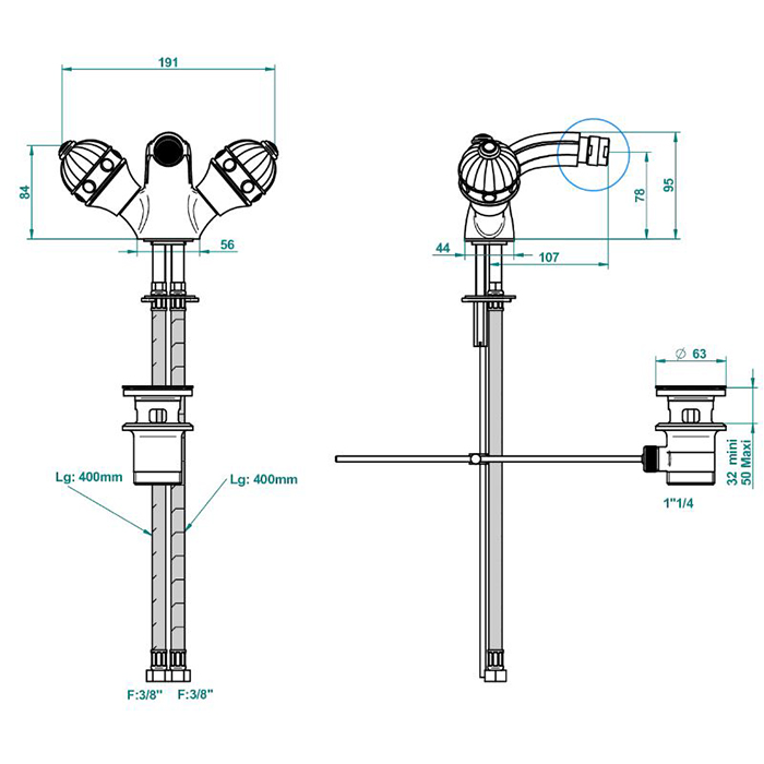THG Cheverny Malachite Смеситель для биде, 1 отв., цвет: золото/малахит