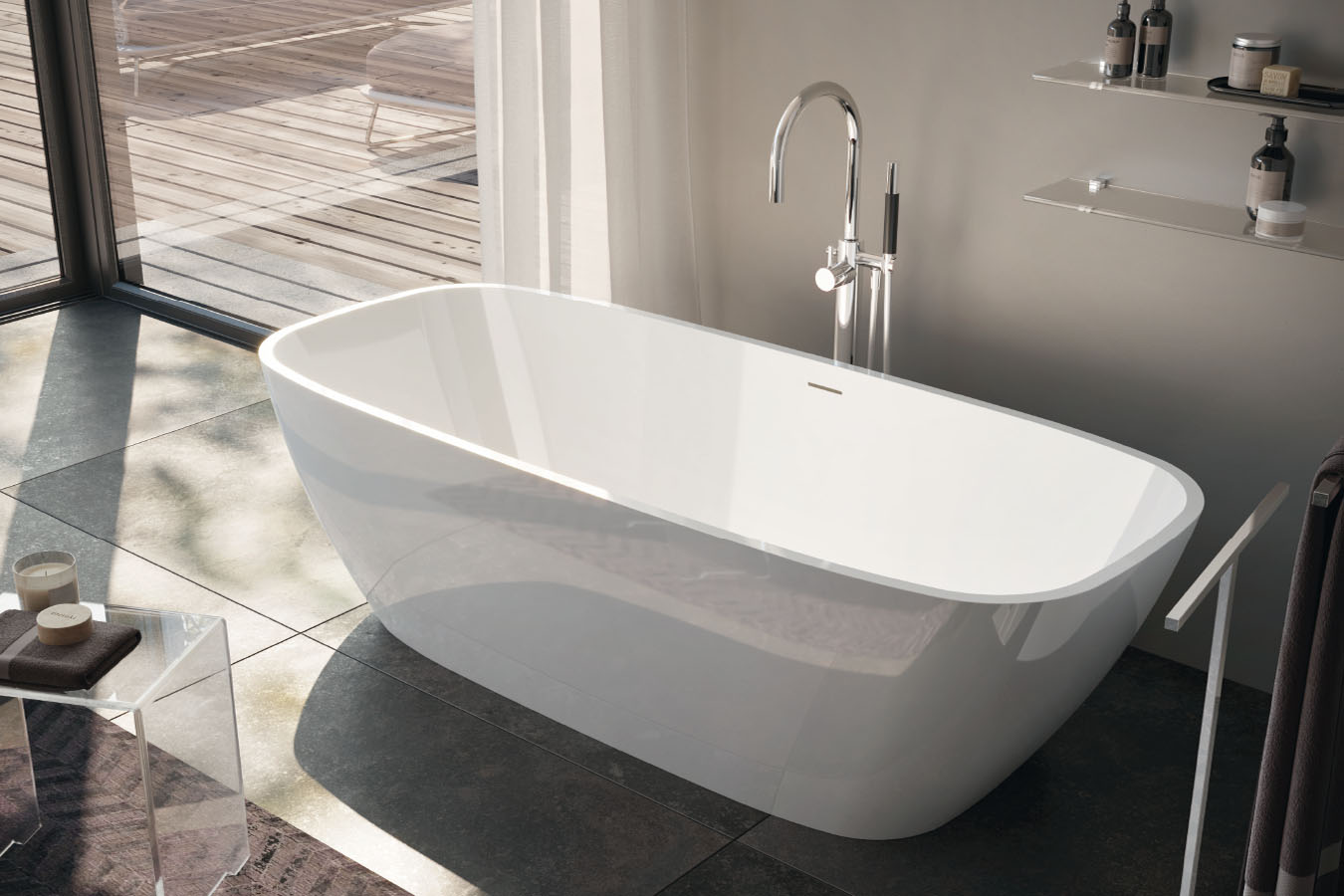 Gruppo Treesse Brio Ванна отдельностоящая 170х72х56 см из искусственного камня, цвет: белый