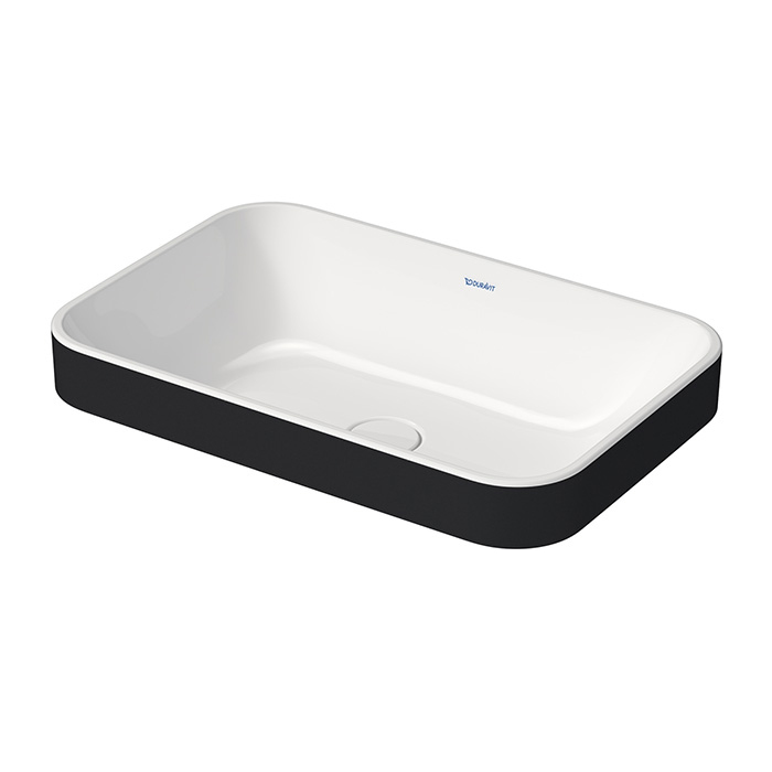 Duravit Happy D.2 Plus Раковина 60х40 см, без отв., без перелива, с выпуском с керамической крышкой, цвет: Anthracite matt/белый