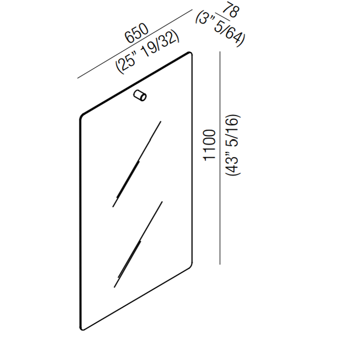 Agape Dot line Прямоугольное зеркало, 110x65см, с полированной кромкой, цвет: черный