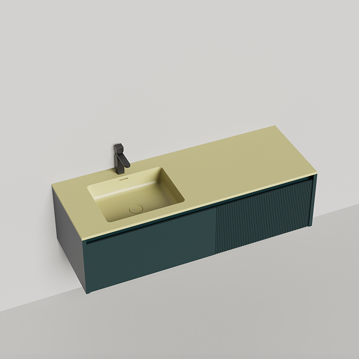 Salini Domino Тумба с раковиной, 140х50х40см., из S-Stone в сборе, крепеж; сифон; фасад: эмаль Ral6004, столешница: Ral1000