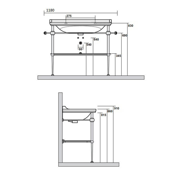 Kerasan Waldorf Консоль 100х42см, напольная, с раковиной на 1 отв., цвет: консоли: cromo (хром)