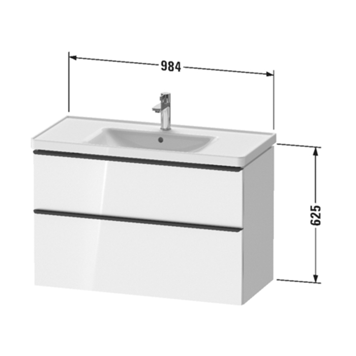 Duravit D-Neo Тумба с раковиной 98.4x45.2хh62.5см, 2 ящика, подвесная, цвет: Белый матовый