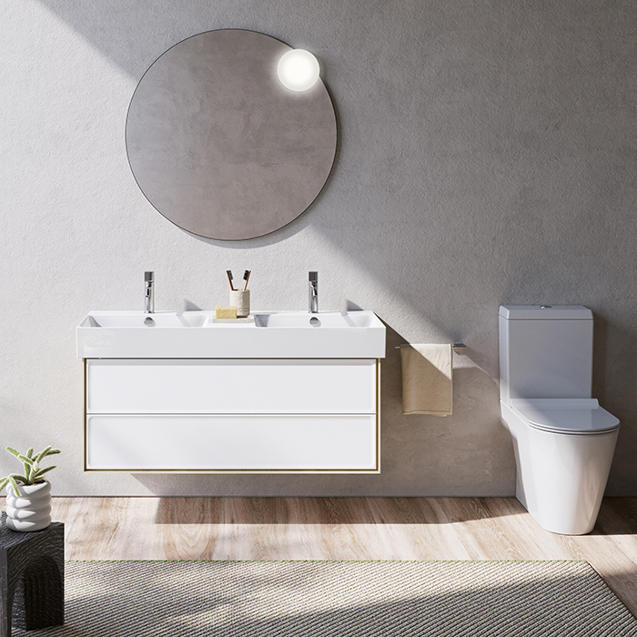 Catalano Premium Раковина двойная 120х47см, подвесная, без отв., цвет: белый глянцевый