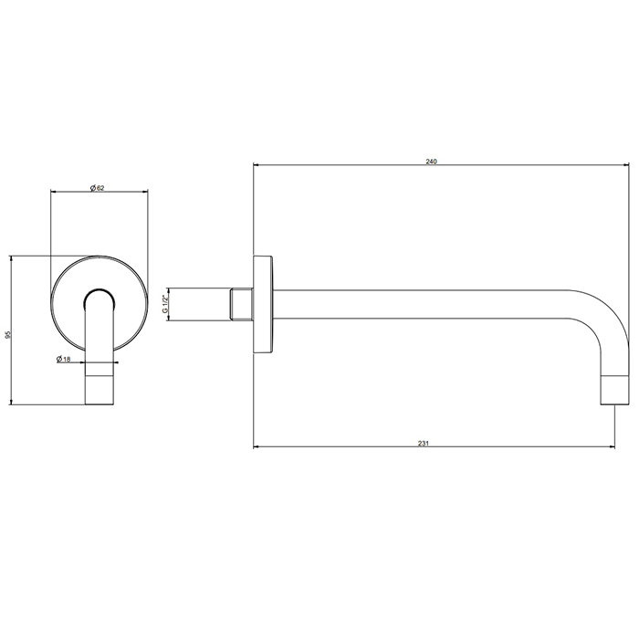 Gessi Emporio Via tortona Настенный излив длинный, цвет: Finox Brushed Nickel