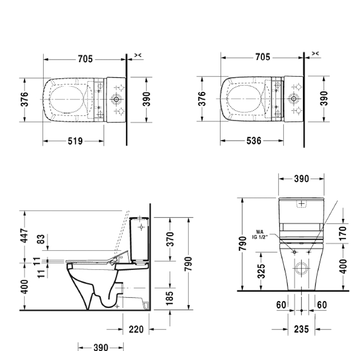 Duravit DuraStyle SensoWash Унитаз-моноблок 51.9х37.6см., SensoWash, с отдельным бачком, цвет: белый