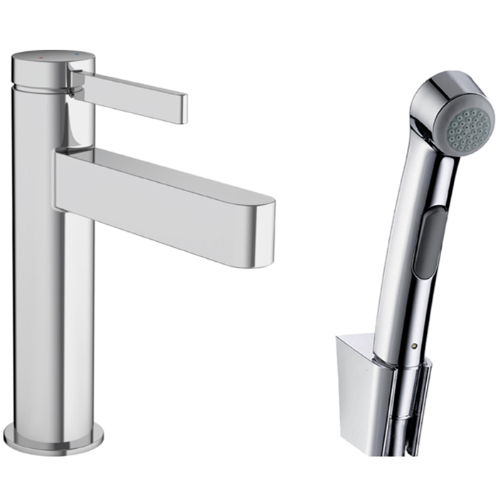 Hansgrohe Finoris Смеситель для раковины, 1 отв., с набором для биде и со шлангом 160см., цвет: хром