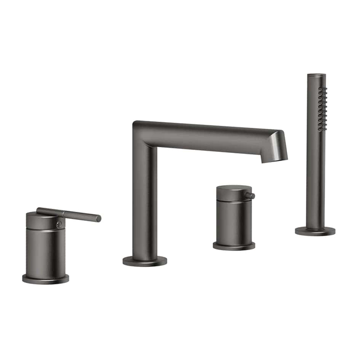 Gessi Ingranaggio Смеситель на борт ванны, на 4 отв., с ручным душем, цвет: Black Metal Brushed PVD