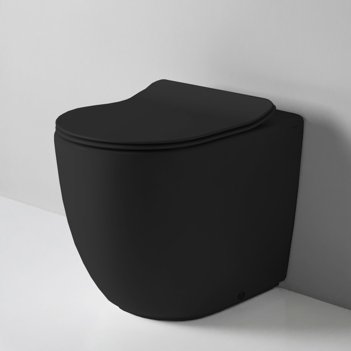 Artceram File 2.0 Унитаз напольный 37х52см, безободковый, слив универсальный, турбо смыв the.reel, saniglaze, цвет: черный матовый
