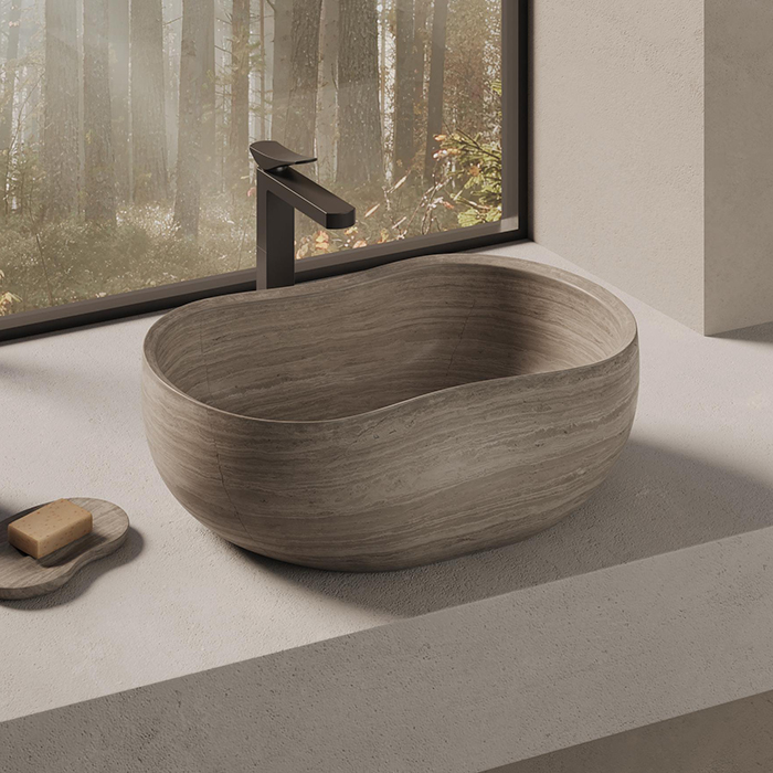 Dea Design Marble Forli Раковина 56х38х18см., накладная, без отв., мрамор, цвет: Stone Silk
