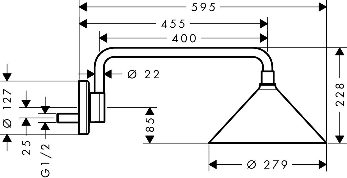 Axor Showers/Front Верхний душ 240 2 jet с держателем, цвет: хром