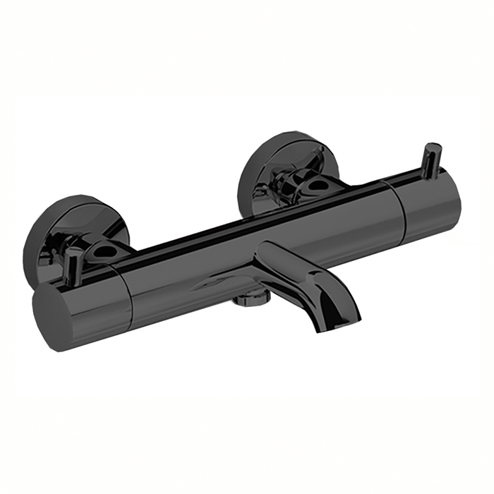 Cisal Less Minimal Смеситель термостатический настенный для ванны/душа с ручной лейкой,держателем и шлангом, цвет: черный матовый