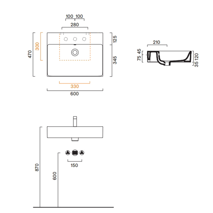 Catalano Premium Раковина 60x47см, с 1 отв., цвет: черный матовый