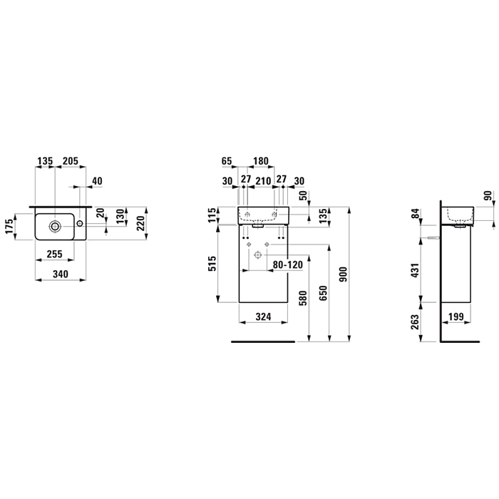 Laufen VAL Тумба с раковиной 34х22см, 1 отв., подвесная, покрытие LLC, цвет: белый матовый