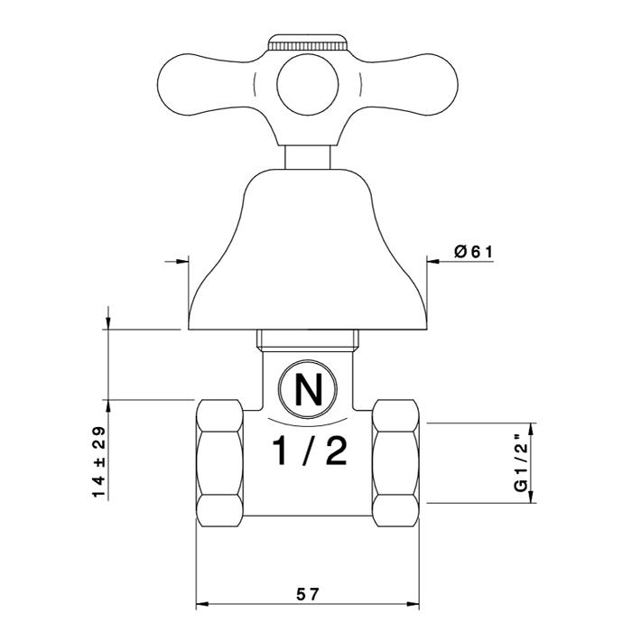 Nicolazzi Nuova Brenta Запорный вентиль 1/2", цвет: хром